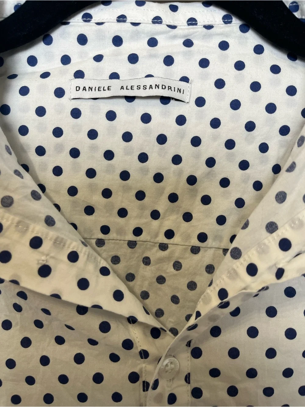 Daniele Alessandrini White Shirt with Navy Polka Dots